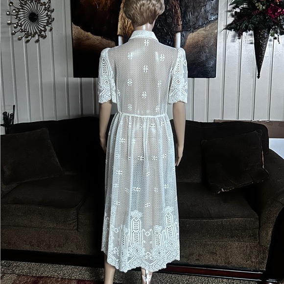 Vintage (1960’s) USA ~ Size 6 ~ Net Floral Lace Edwardian Embroidery Sexy Dress - Picture 15 of 16